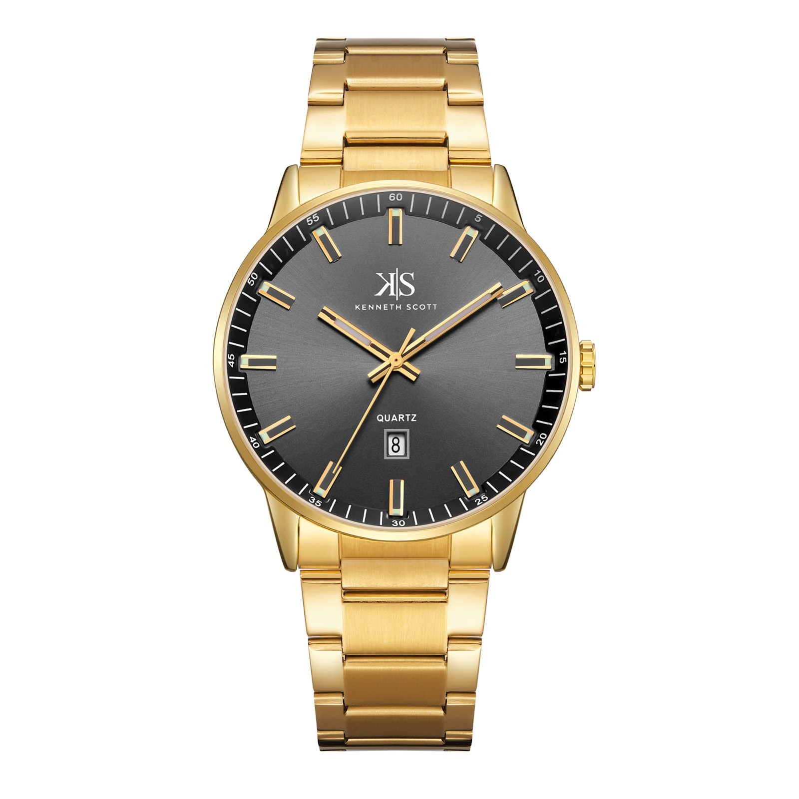 Kenneth Scott Men’s Analog Casual Watch | Black Dial, Rose Gold Case