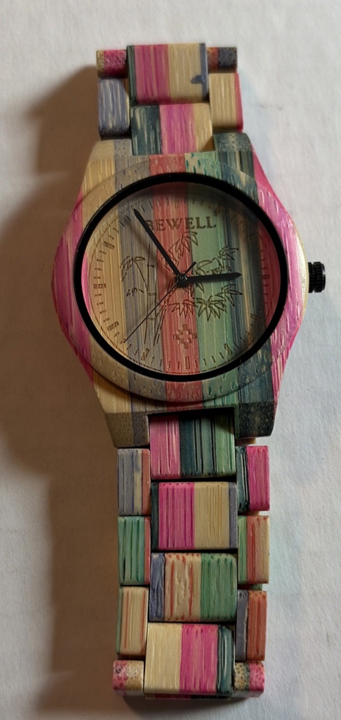 Bewell Men Fashion All Natural Wood Eco Band Quartz Analog 40mm Watch 8″