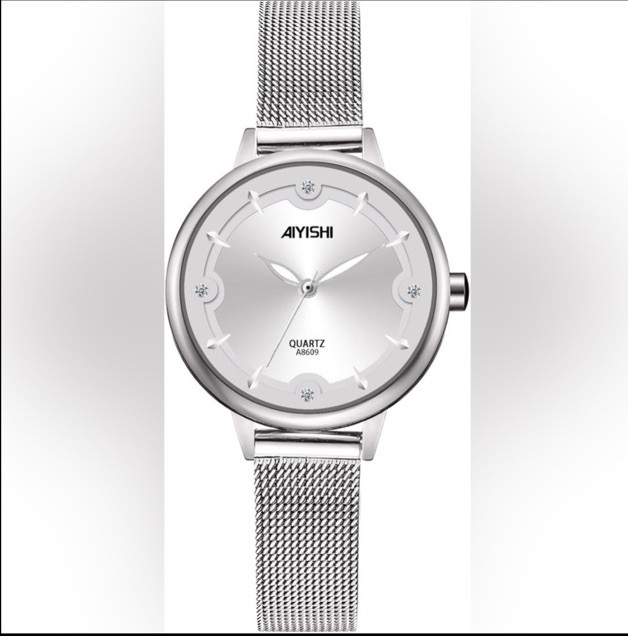 Aiyishi Silver Diamond Luxury Watch Mother-of-Pearls Accents Giftable NEW In Box