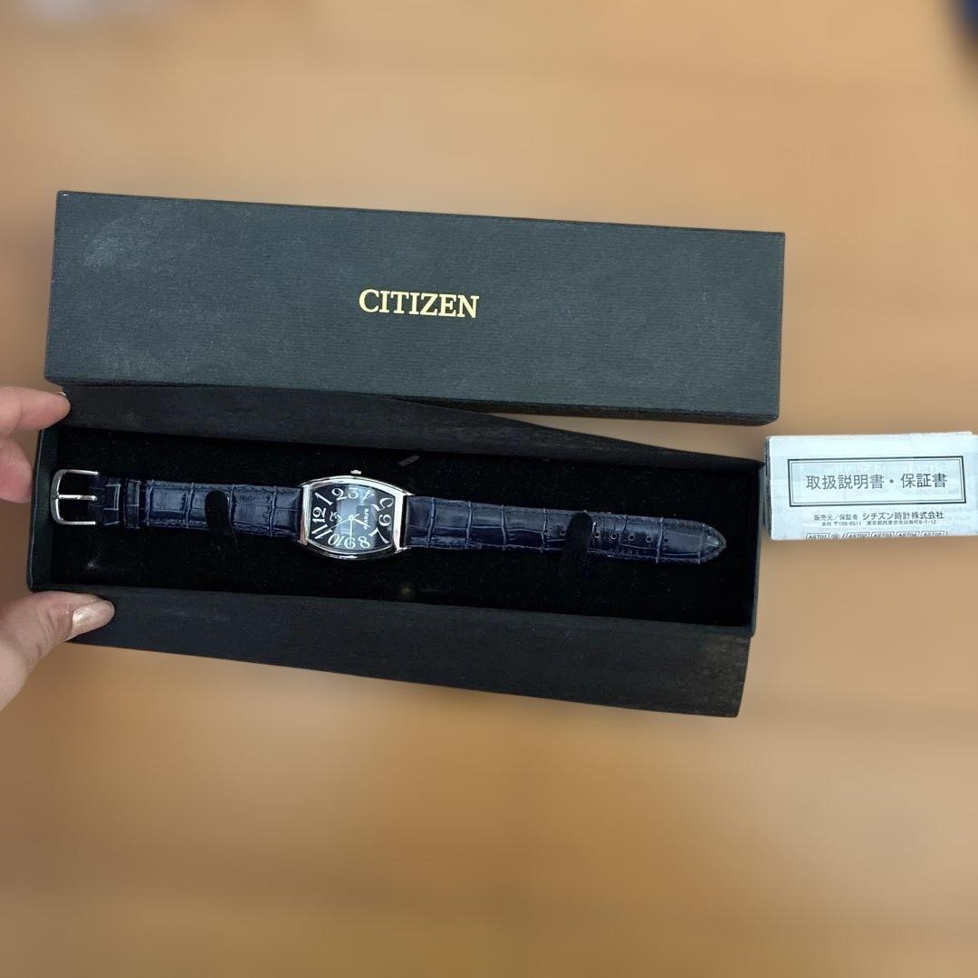 CITIZEN analog watch dark blue leather
