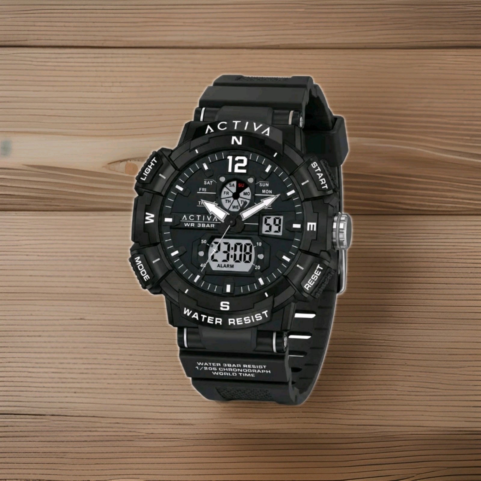 Activa X Invicta ACW8045-003 Digital Essentials Men’s 53mm Black Sport Watch NEW