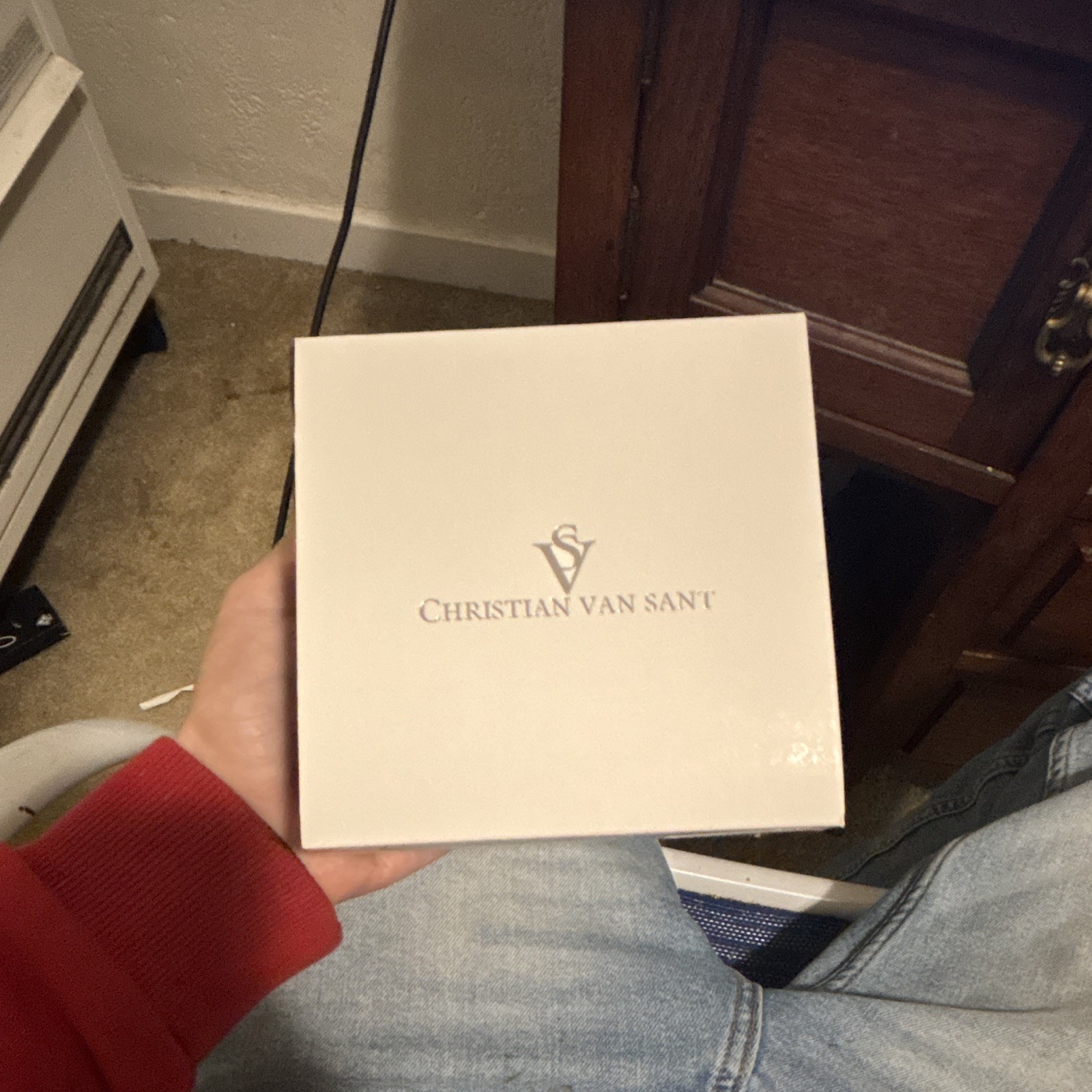 Christian Van Sant Men’s Chronograph Quartz Red Dial Black Leather Box