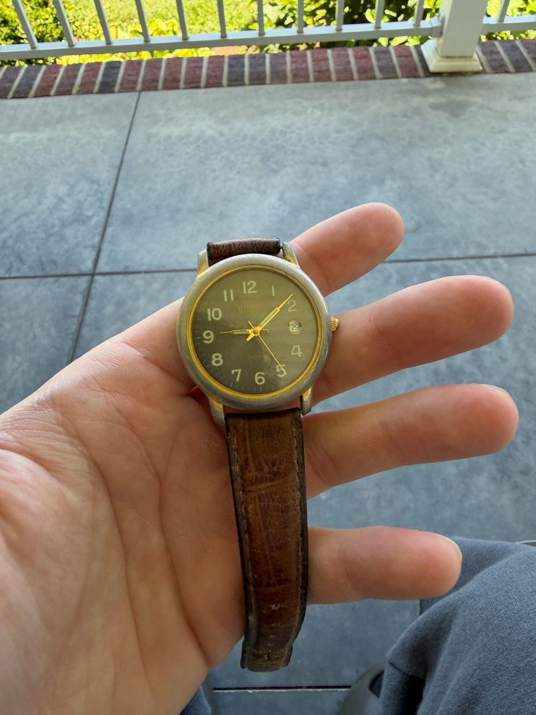 Gitano Quartz Analog Date Watch with Brown Leather Strap