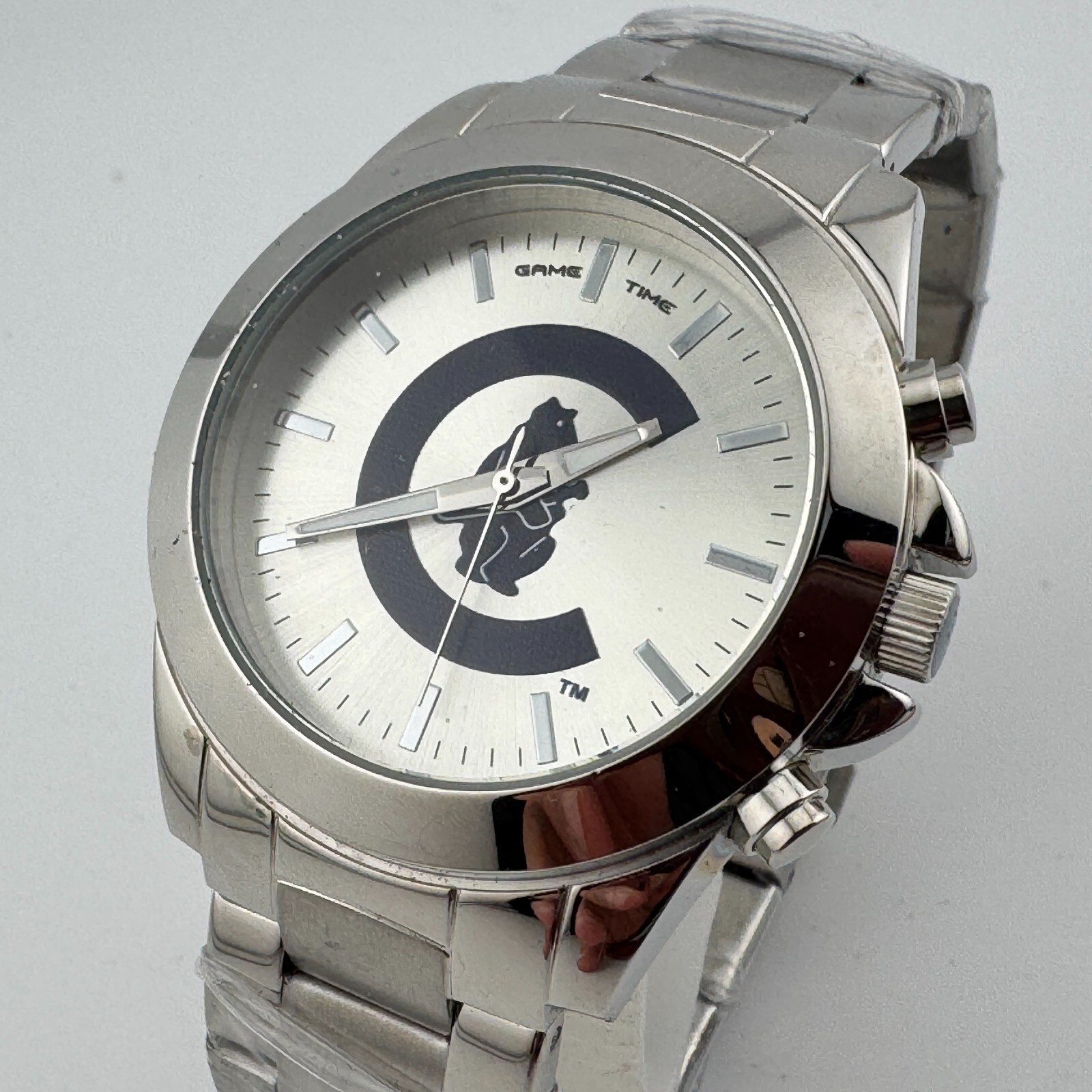 Unused Game Time Quartz Watch Men Silver Japan Movt Analog New Battery 7.5″