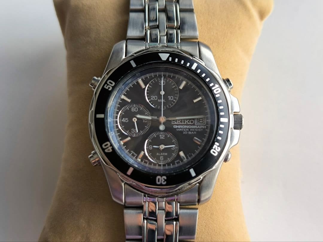 SEIKO Prospex SBCL001 Speedtimer Chronograph Watch Black Dial Wrist 6.69in