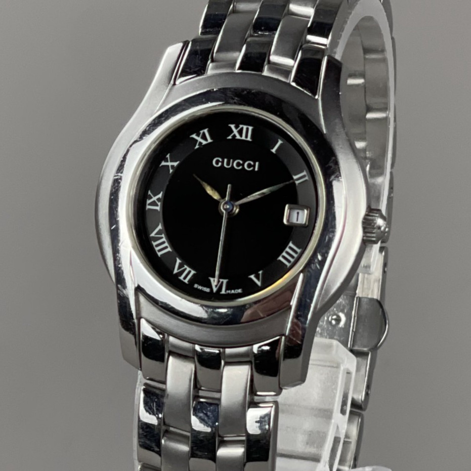 GUCCI 5500L Vintage Ladies Watch 27mm Quartz Black Dial 0161754 Cal.956.112