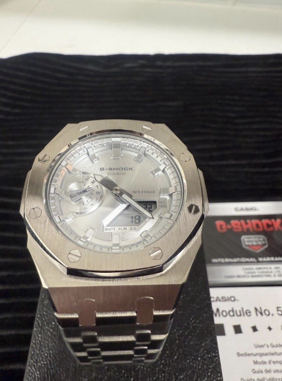 Authentic Casio G-Shock GA-2100 Custom Silver Silver Dial Luxury Hip Hop
