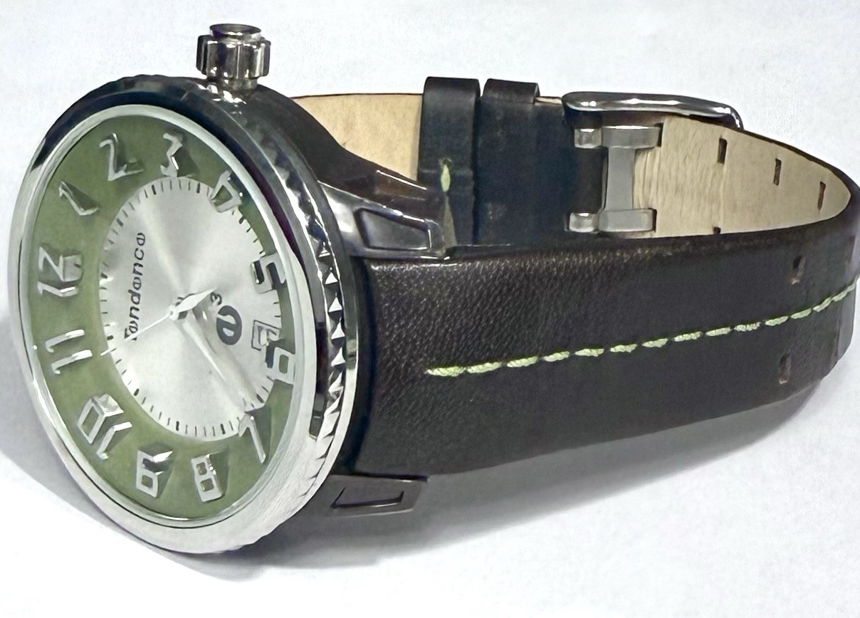 41mm Medium GULLiVER | 3D Silvertone Hours | Green Outer Rim | TENDENCE e3 Watch