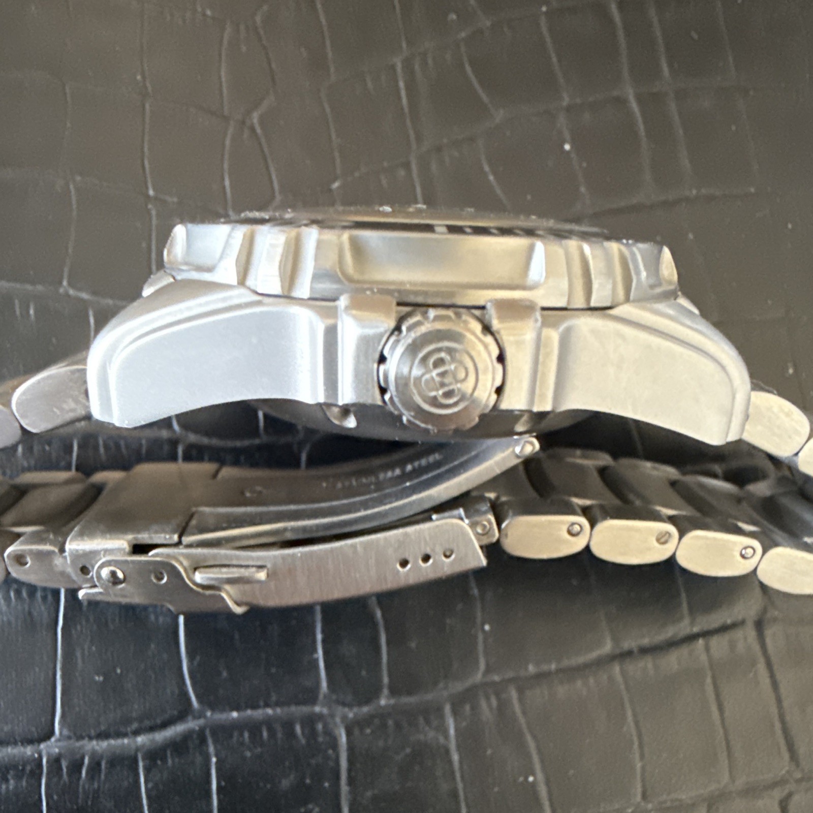 Deep Blue Depth Star Auto Diver 3000m Green Dial Steel Bracelet 45mm full set