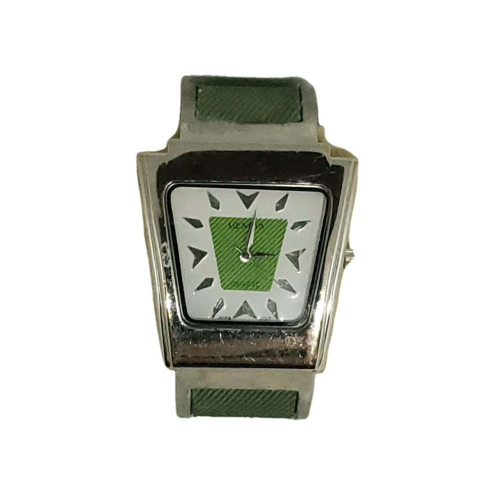 Geneva Watch Women’s Quartz Avocado Green Geometric Cuff Bracelet.