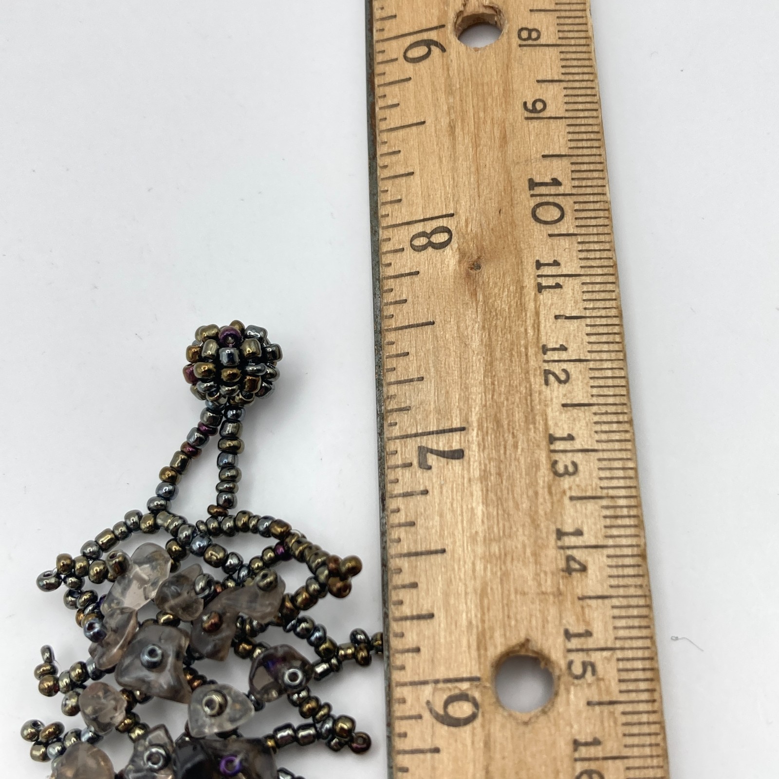 Artisan Womens Watch Beaded Gemstone Silver Tone Crystals New Battery 7.25″