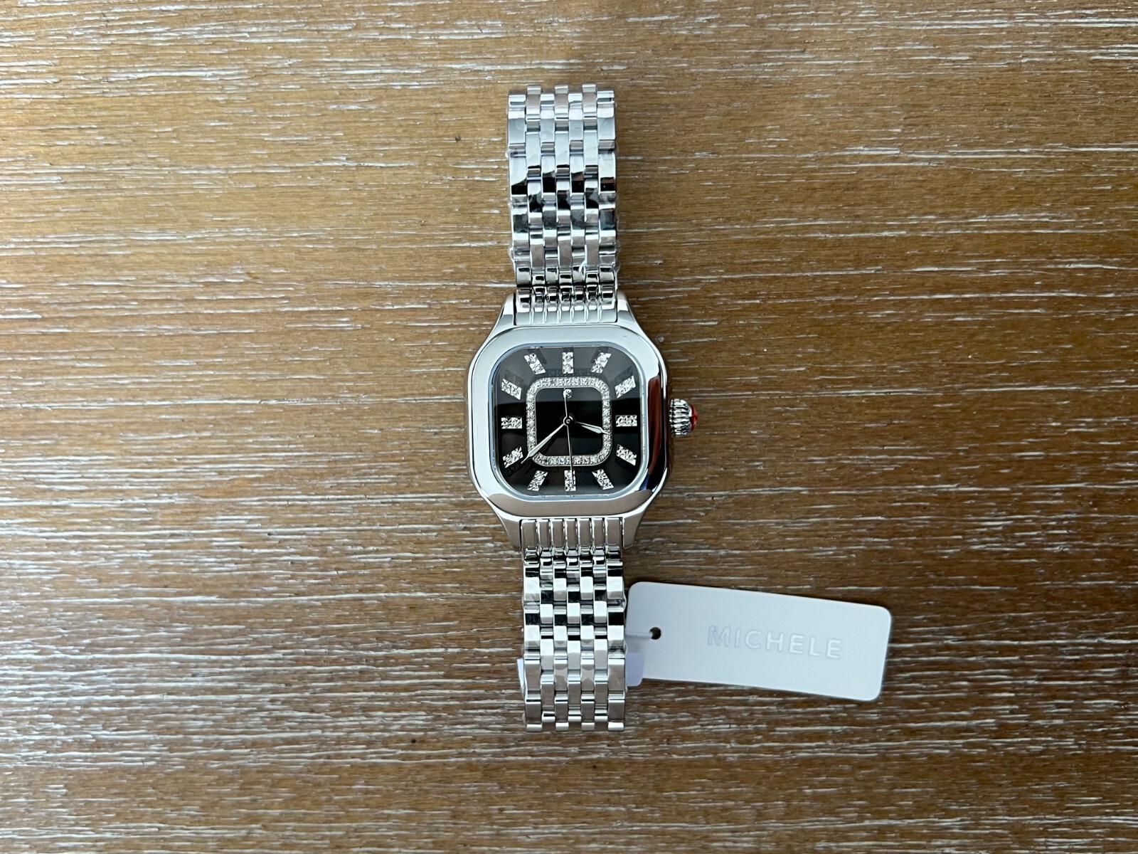 Michele Meggie High Shine Mirror Diamond Dial Stainless Steel Watch MWW33B000012