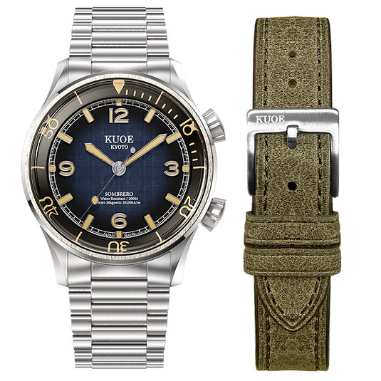 KUOE Kyoto SOMBRERO 90-011 Gradation Navy Automatic 20ATM Linen Dial from JAPAN
