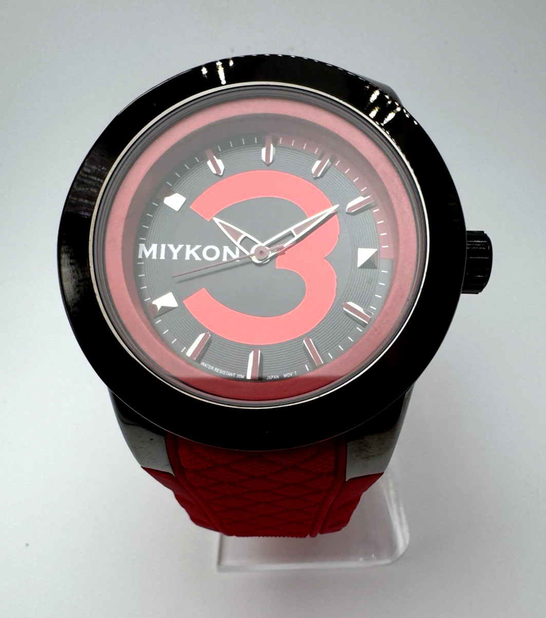 Miykon Men’s “3” Black/Red Watch | 50mm | Japanese Quartz | Water Resistant