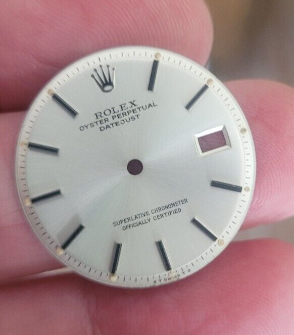 Rolex Silver Sigma datejust black inlay markers 1601 piepan dial for St. Steel