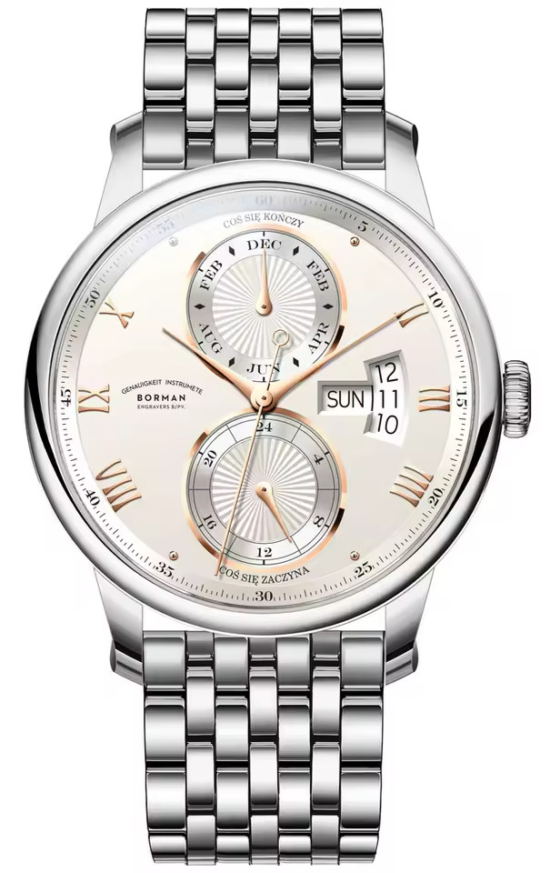 BORMAN Men’s 42mm Luxury Wristwatch 3876 Multifunction Calendar Watch Champagne