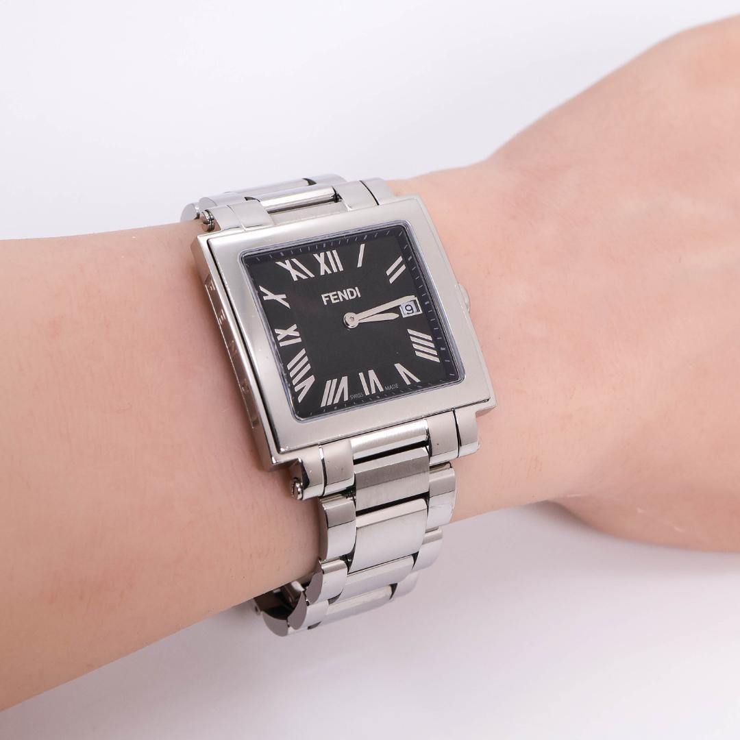 FENDI working watch ZUCCA dial date square Roman 3869