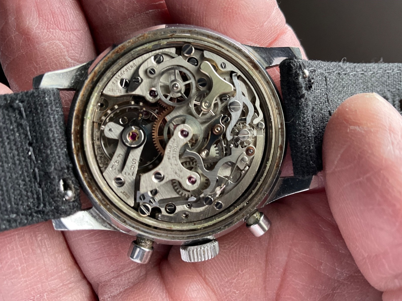 Gallet multichron pilot or race car driver mens chronograph watch valjoux 72 !