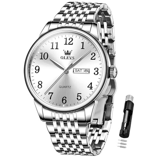 Mens Silver Watches Classic Luxury Waterproof Watch for Men Silver-G5535