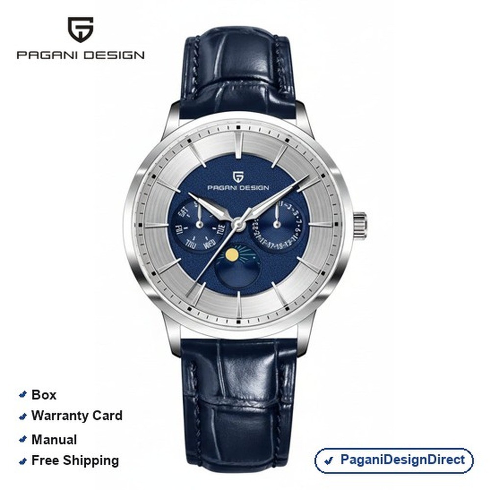 Pagani Design PD-1795 Blue Moonphase Stainless Steel Automatic Men’s Watch