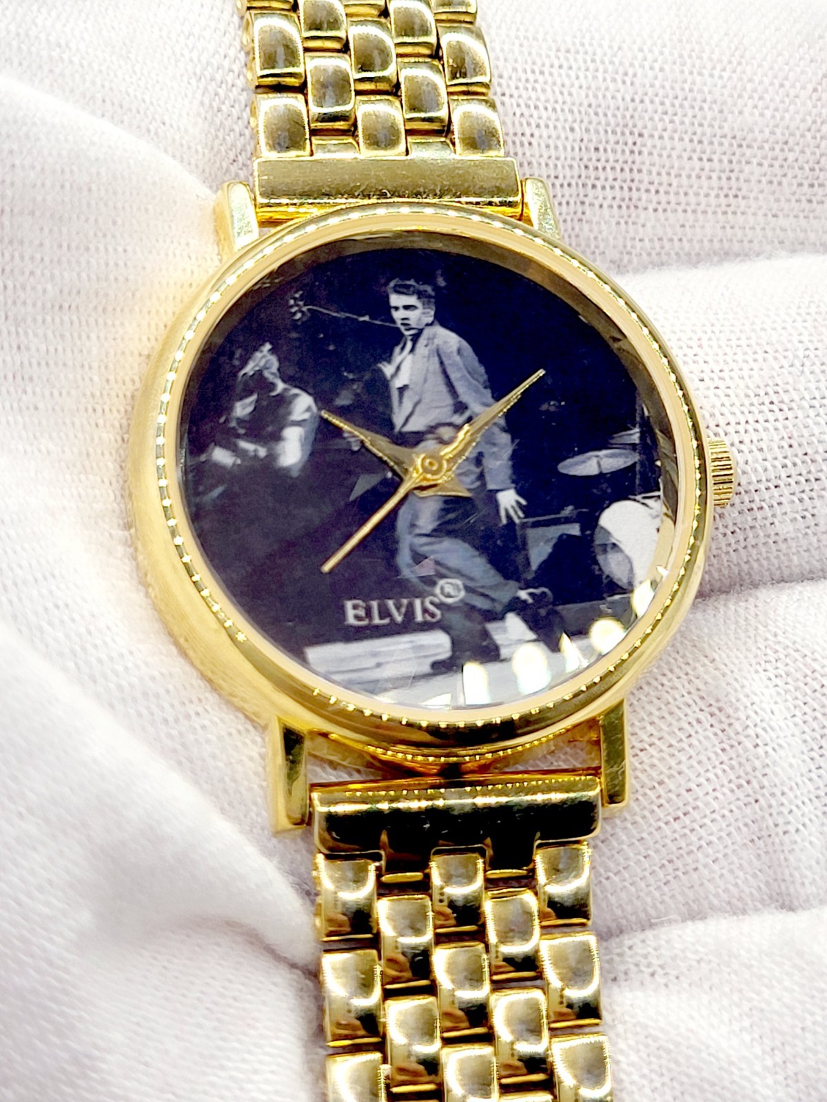 Elvis Presley Watch Cinergy 2002 Wertheimer Collection Gold Tone Vtg New Battery