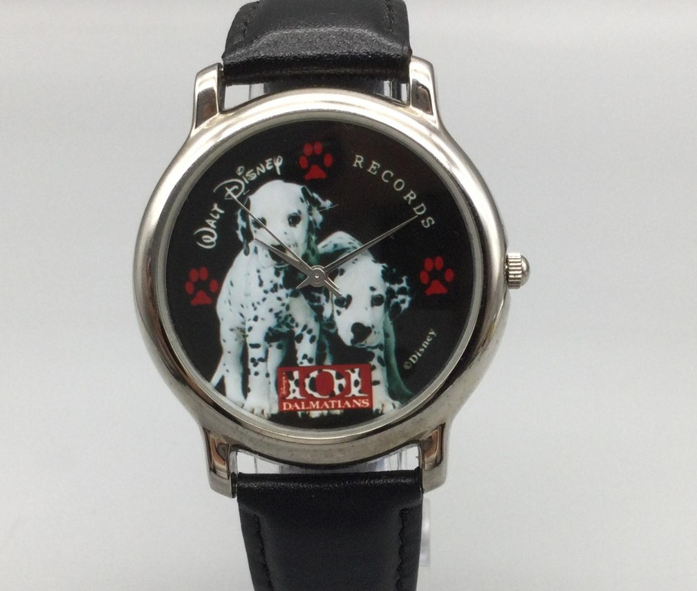 Vintage Disney Womens Watch 31mm 101 Dalmatians Black Dial Leather New Battery