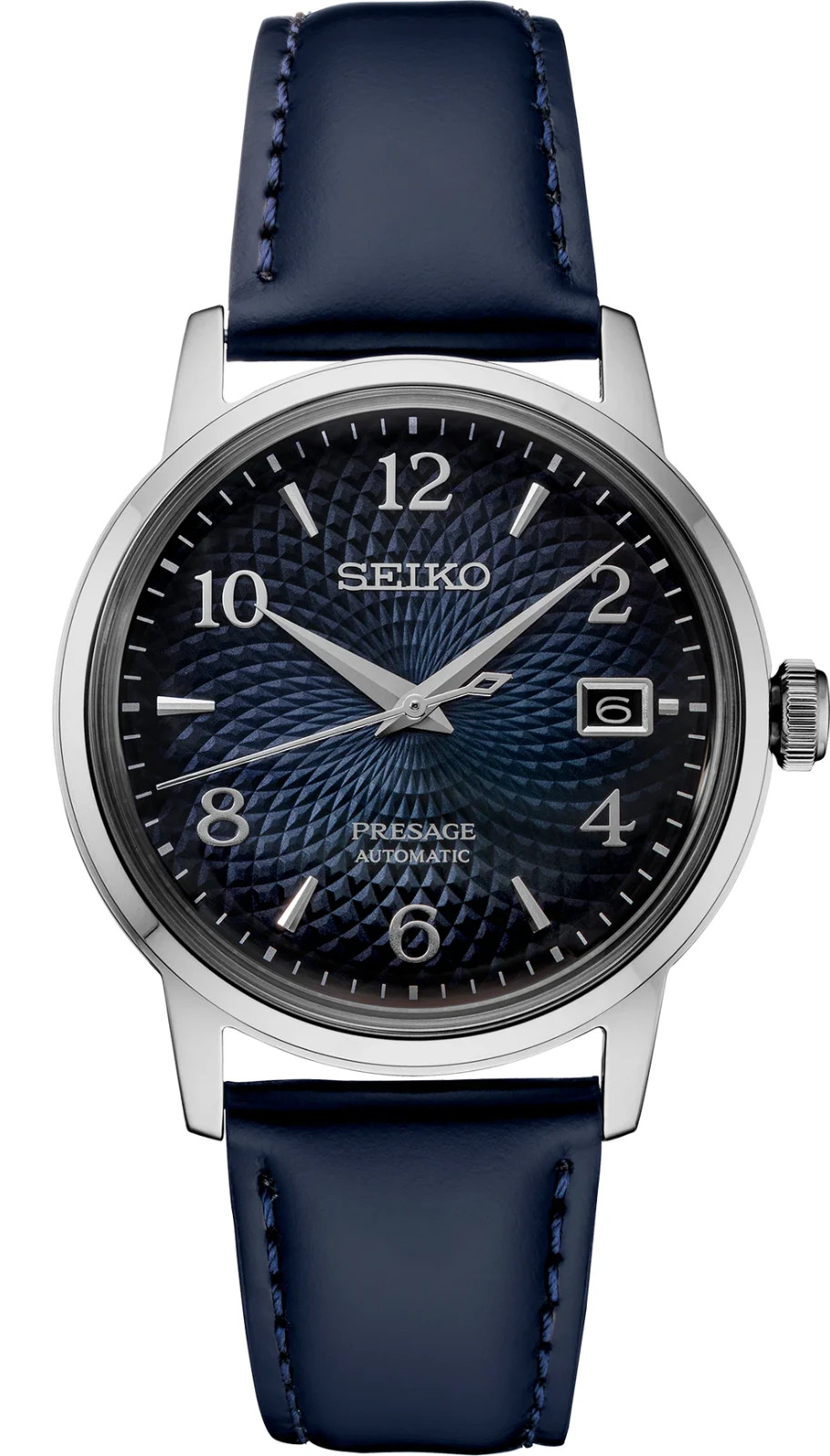 Seiko Presage Cocktail Time Automatic Leather Strap Blue 38.5 mm Watch – SRPE43