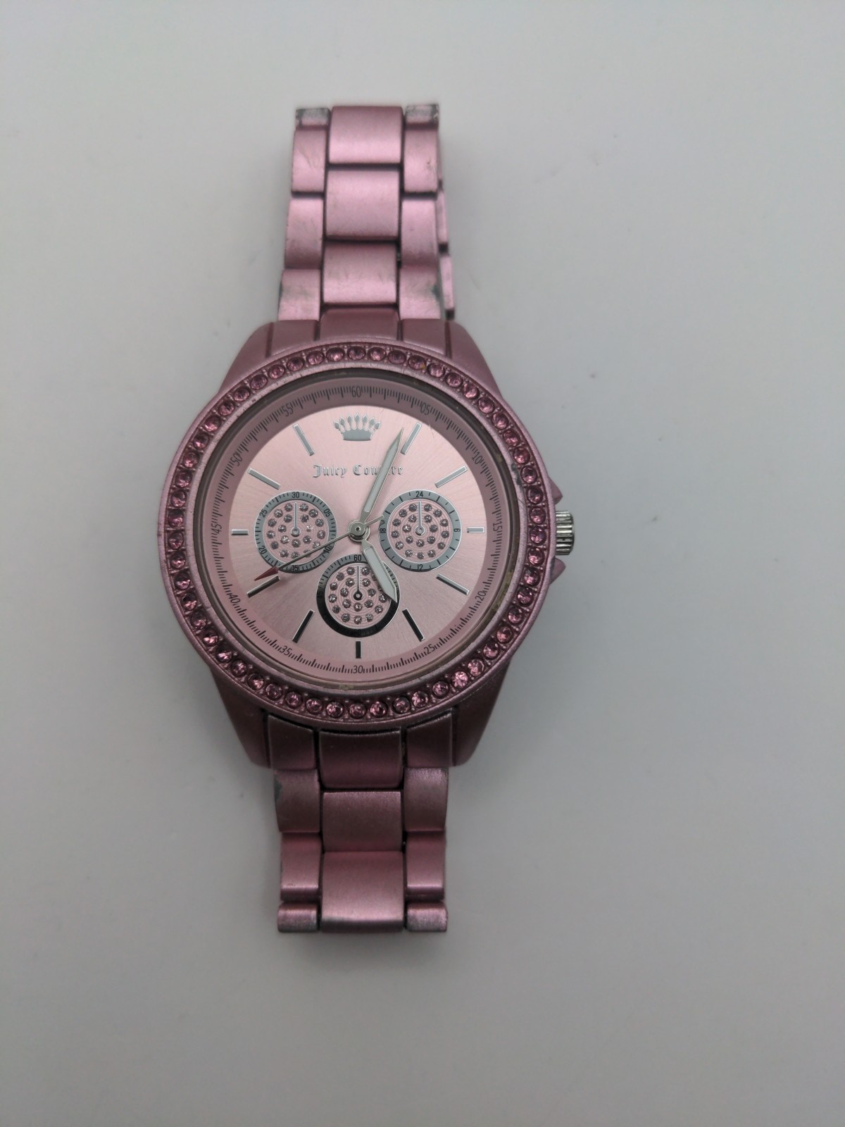 Juicy Couture Quartz Watch Women Pink Tone Rhinestone New Battery
