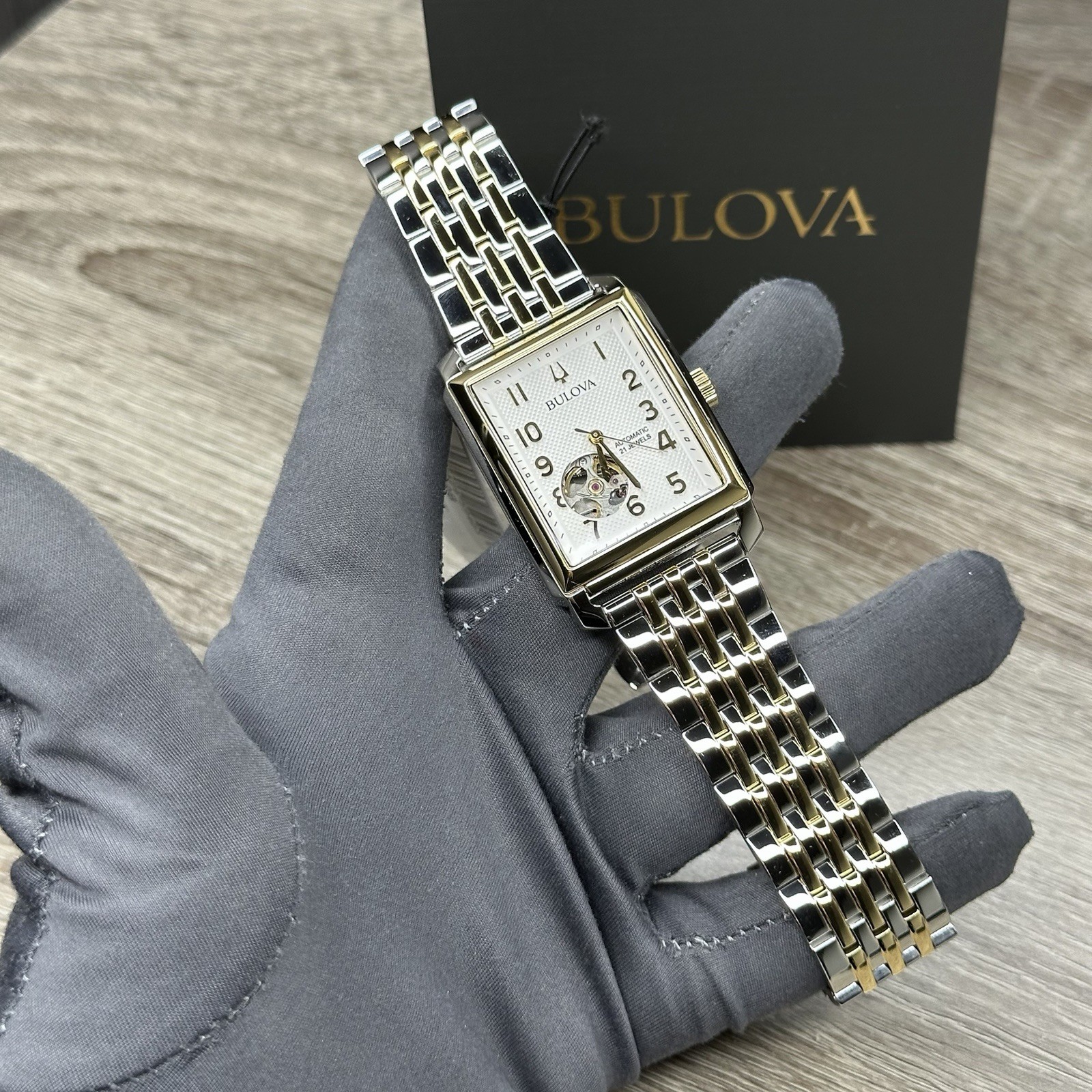 NEW✅AUTOMATIC✅ Bulova Sutton Rectangle Two-Tone 33mm Men’s Watch 98A308 $595
