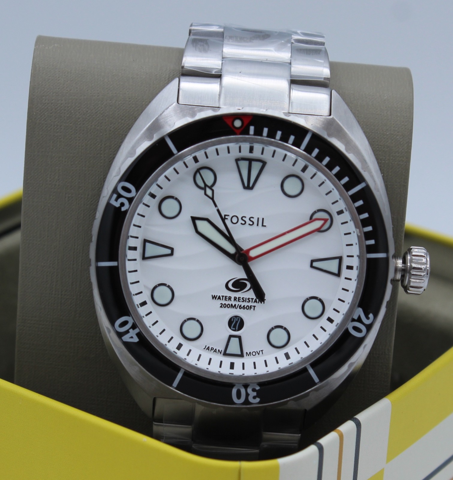 NEW AUTHENTIC FOSSIL BREAKER SILVER WHITE BLACK MEN’S FS6063 WATCH