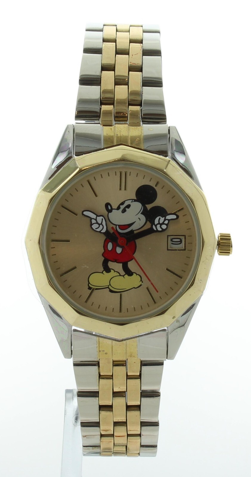 Disney Mickey Mouse Classic Moving Hands Two-Tone Bracelet Watch with date 8268