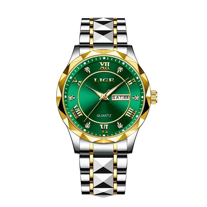 LIGE Luxury Quartz Men Watch Stainless Steel Date Waterproof Luminous Wristwatch