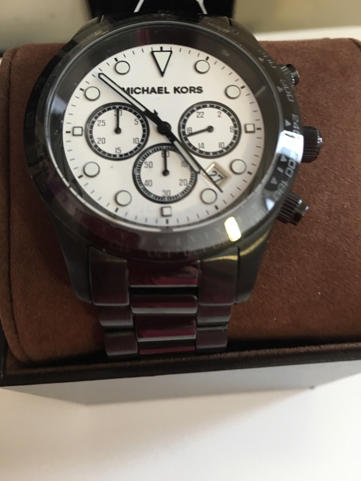New Michael Kors Chronograph Black Steel Bracelet Watch MK6083