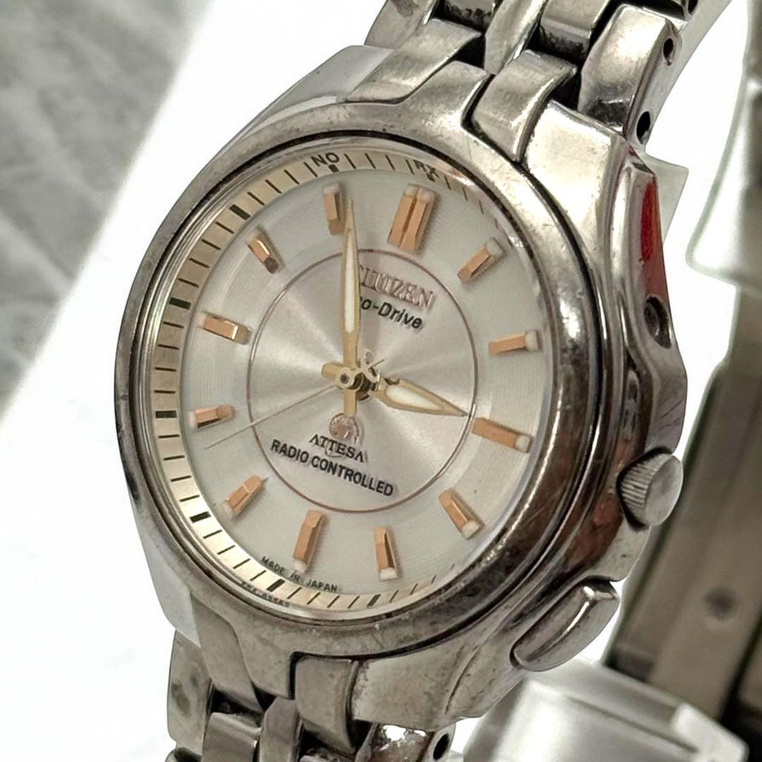 Citizen Attesa Eco-Drive Radio Solar White Ladies Watch Japan 071104