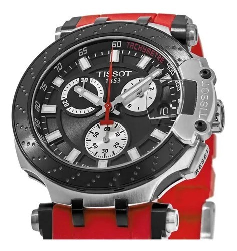 TISSOT T-Race Chronograph Quartz Black Dial Red Band Men’s Watch T1154172705100
