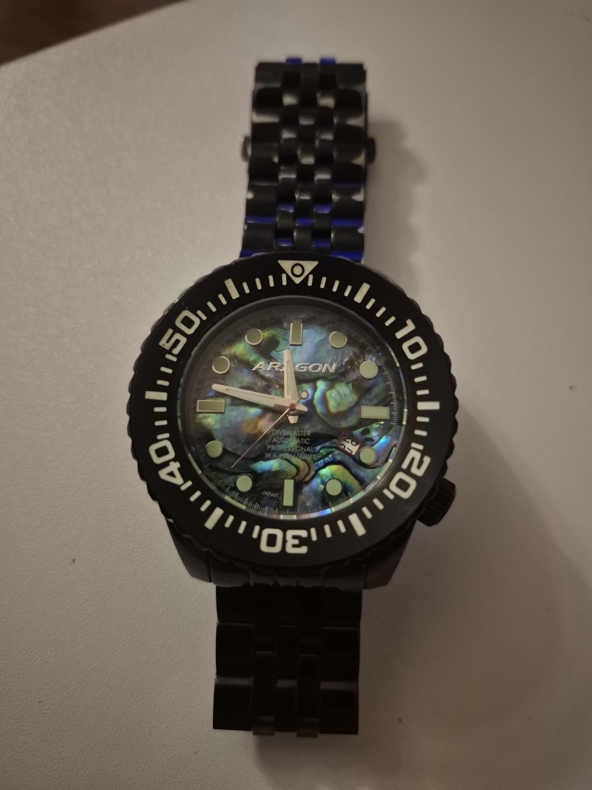 ARAGON Divemaster EVO IP Black 45mm Automatic Abalone NH35 24 Jewels