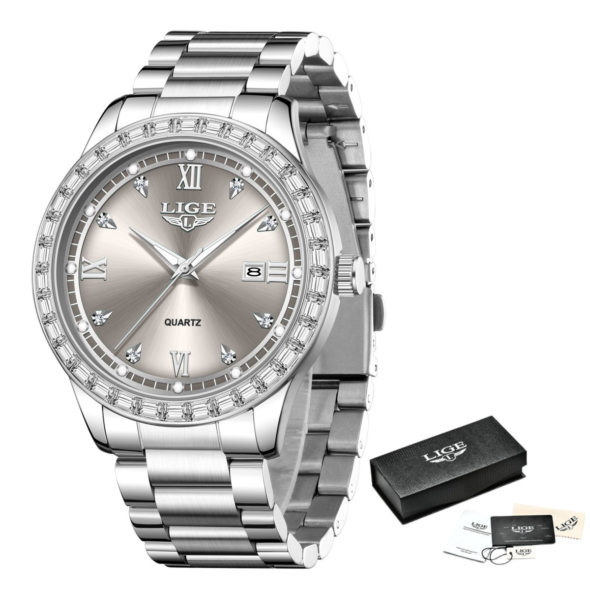 Men Watch Business Quartz Date Luminous Waterproof Stainless Steel Women Watch