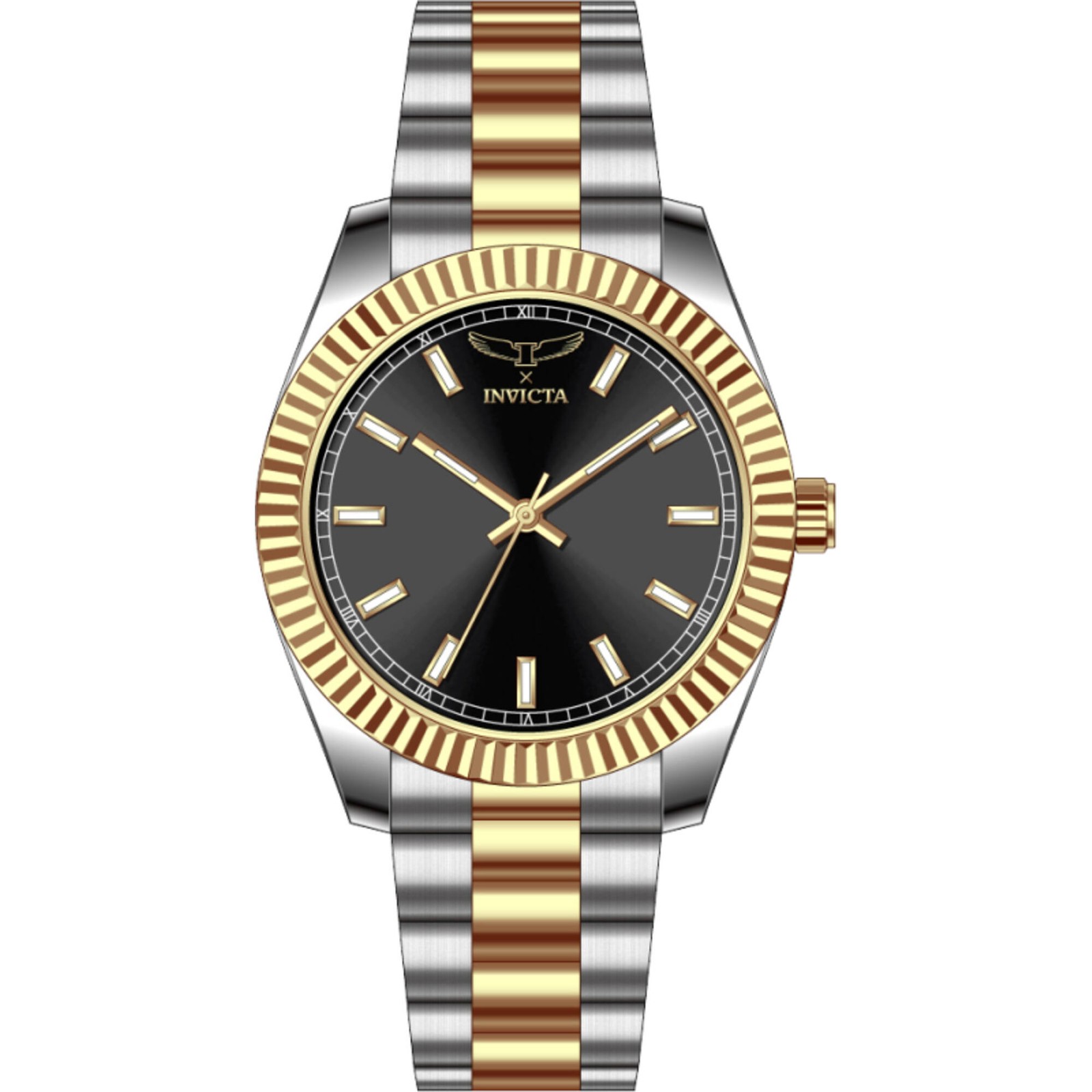 Invicta Men’s Watch Specialty I by Invicta Black Dial Two Tone Bracelet 69011
