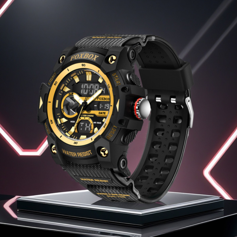 Men Big Dial Watch Quartz Digital Analog LED Waterproof Sport Diver Wristwatch