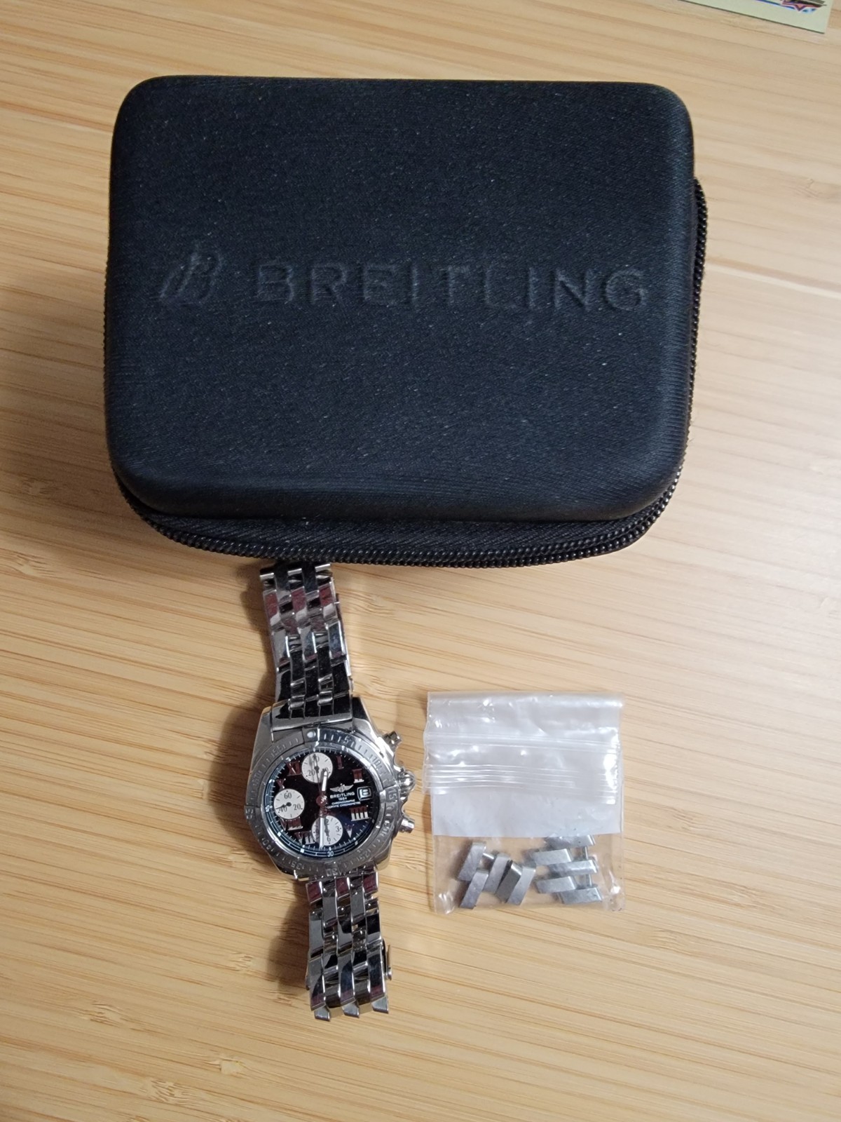 BREITLING Chrono cockpit A13358 Date Black Dial Automatic Men’s + Travel Case