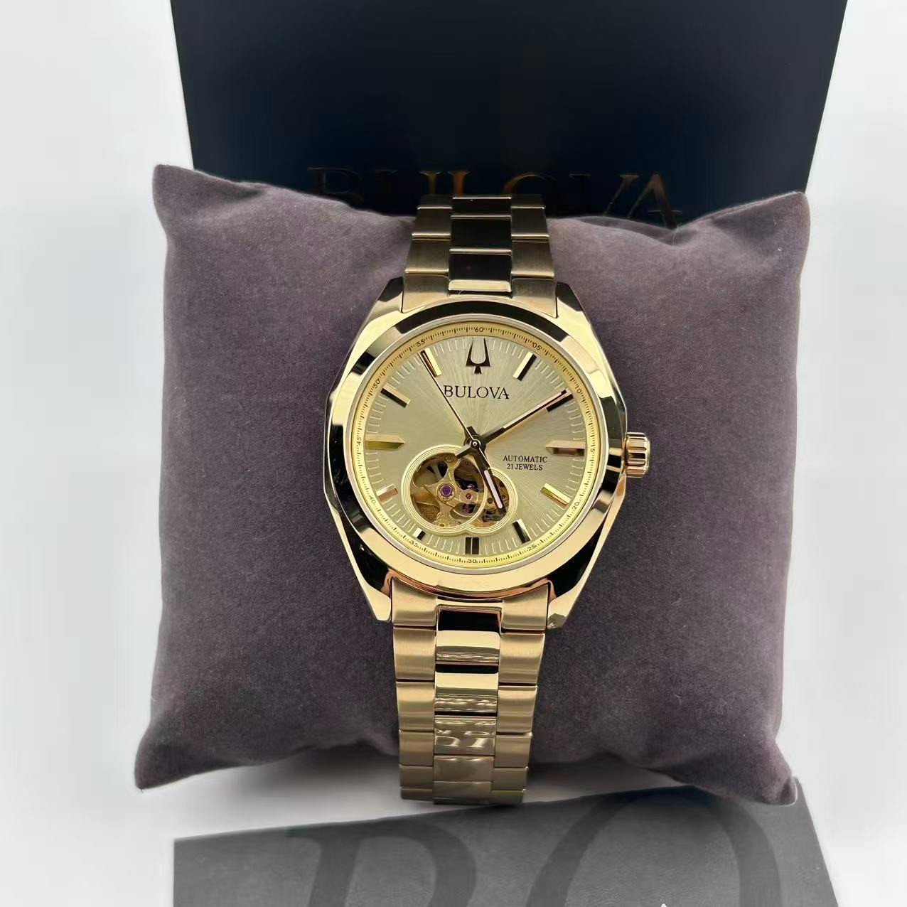Bulova Surveyor Men’s Automatic Watch Champagne Dial Stainless Steel 97A182 39mm