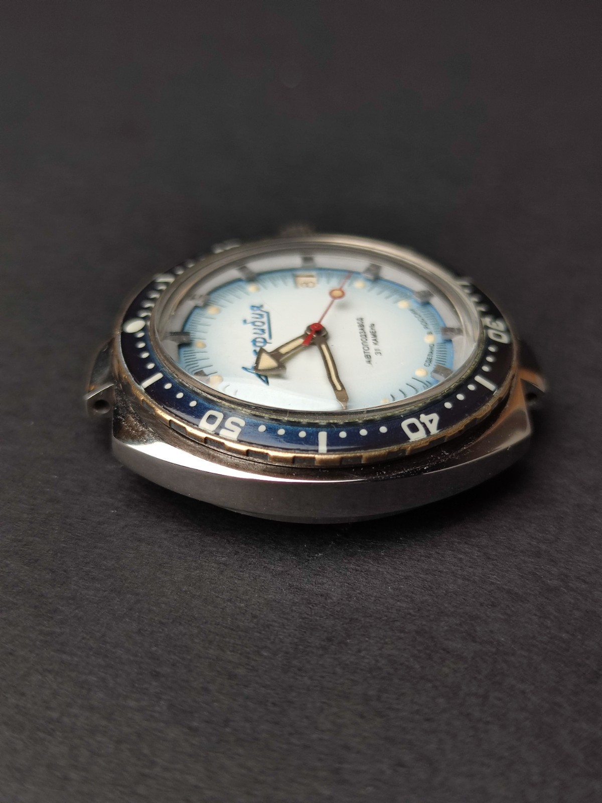 Rare Russian mechanical watch with self-winding Vostok Neptune movement 2416