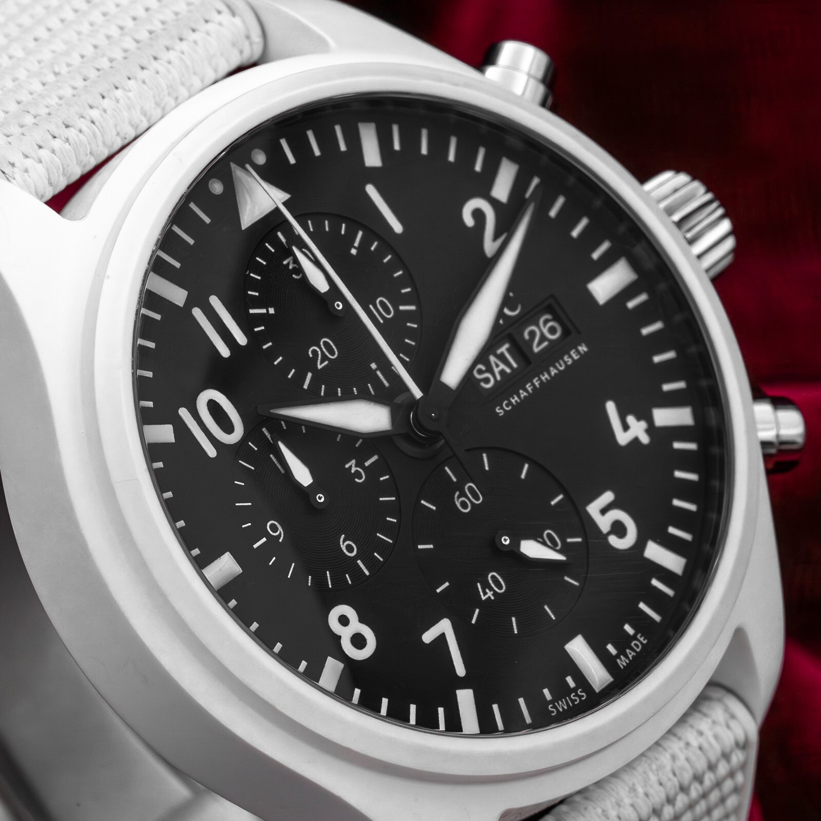 IWC Pilot’s Chronograph Top Gun Edition “Lake Tahoe” IW389105 White Ceramic MINT