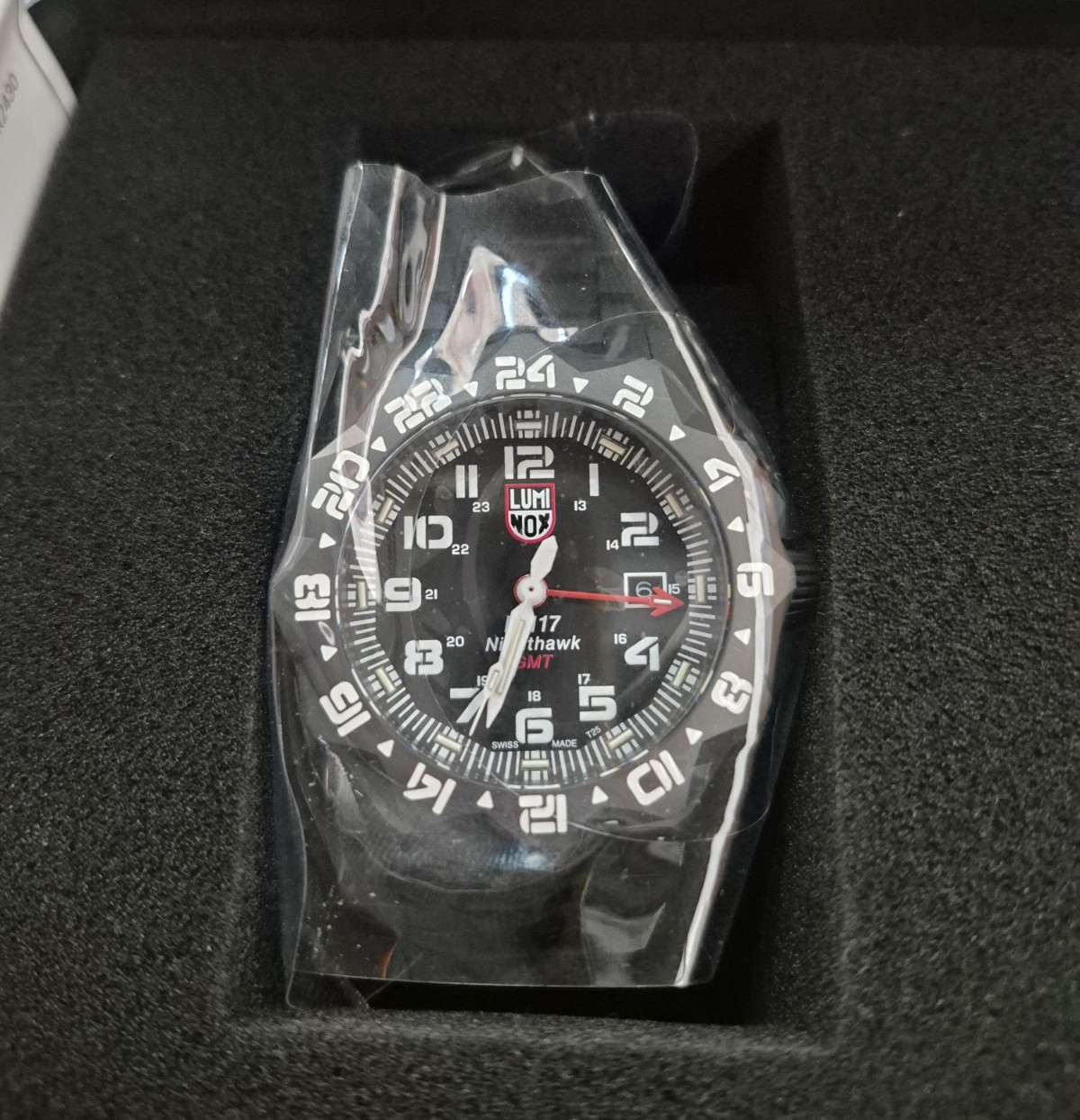 Luminox Nighthawk F-117 GMT Watch Black Dial Bracelet Box Rotating Bezel