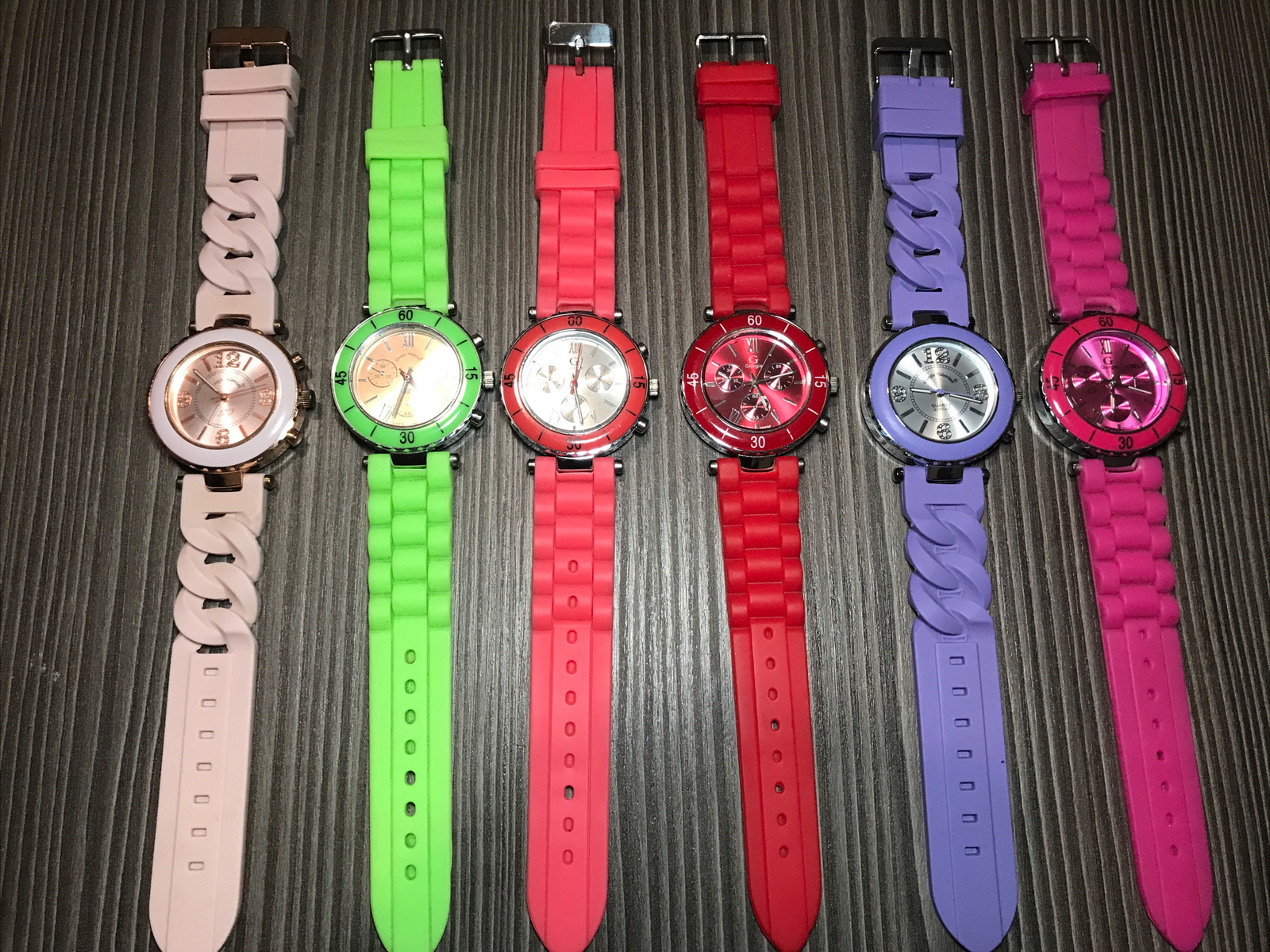 6x Nickel Free watches Green Red Purple Pink Sand Colours