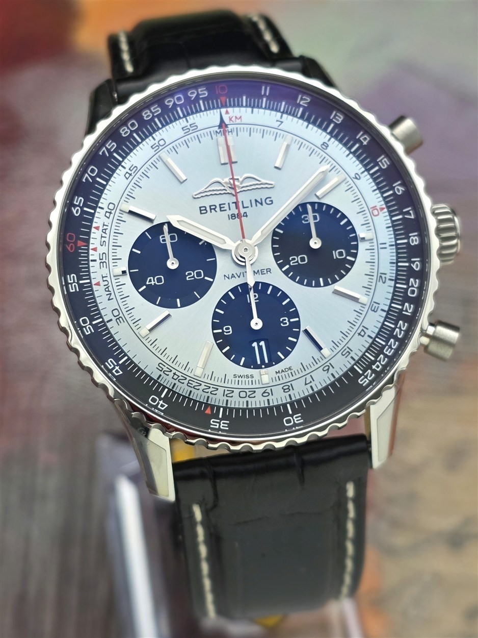 NEW 2025 Breitling Navitimer 1 B01 Chrono Ice Blue Dial AB0138241C1P1 Full Set