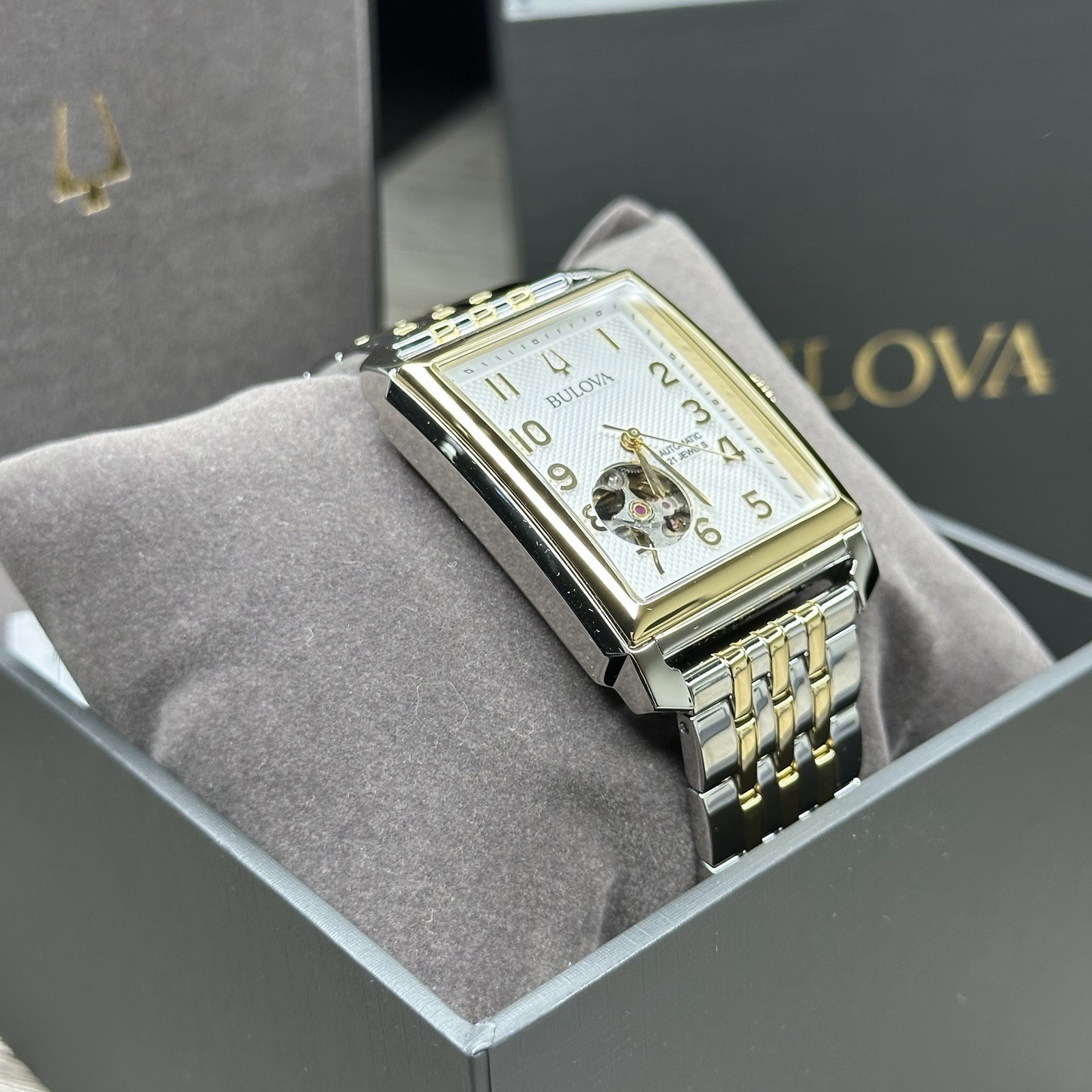 NEW✅AUTOMATIC✅ Bulova Sutton Rectangle Two-Tone 33mm Men’s Watch 98A308 $595