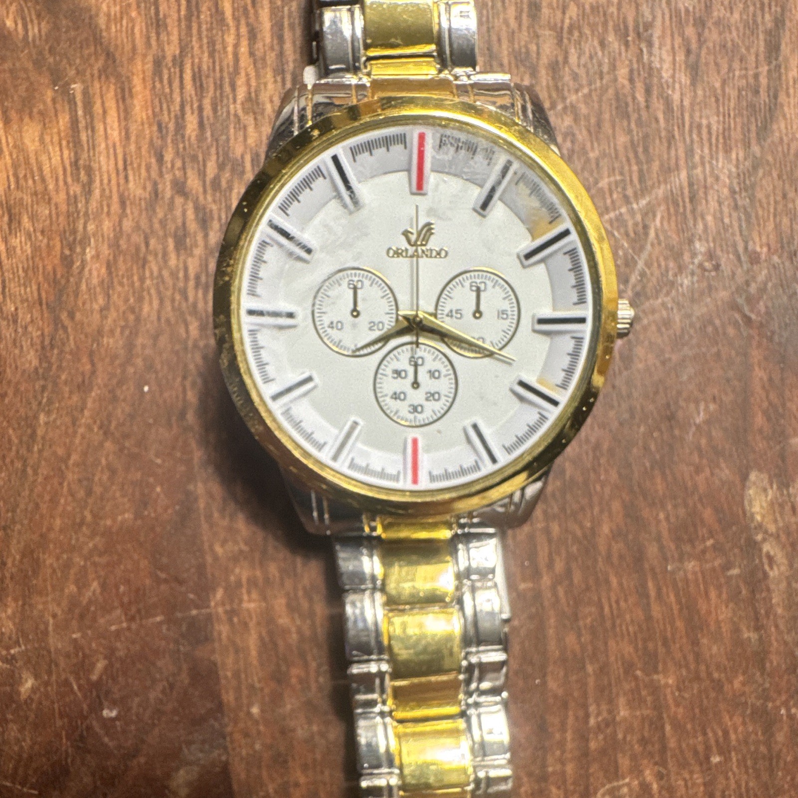 Orlando Chronograph Two-Tone Gold/Silver Silver Dial Stick Bracelet Round
