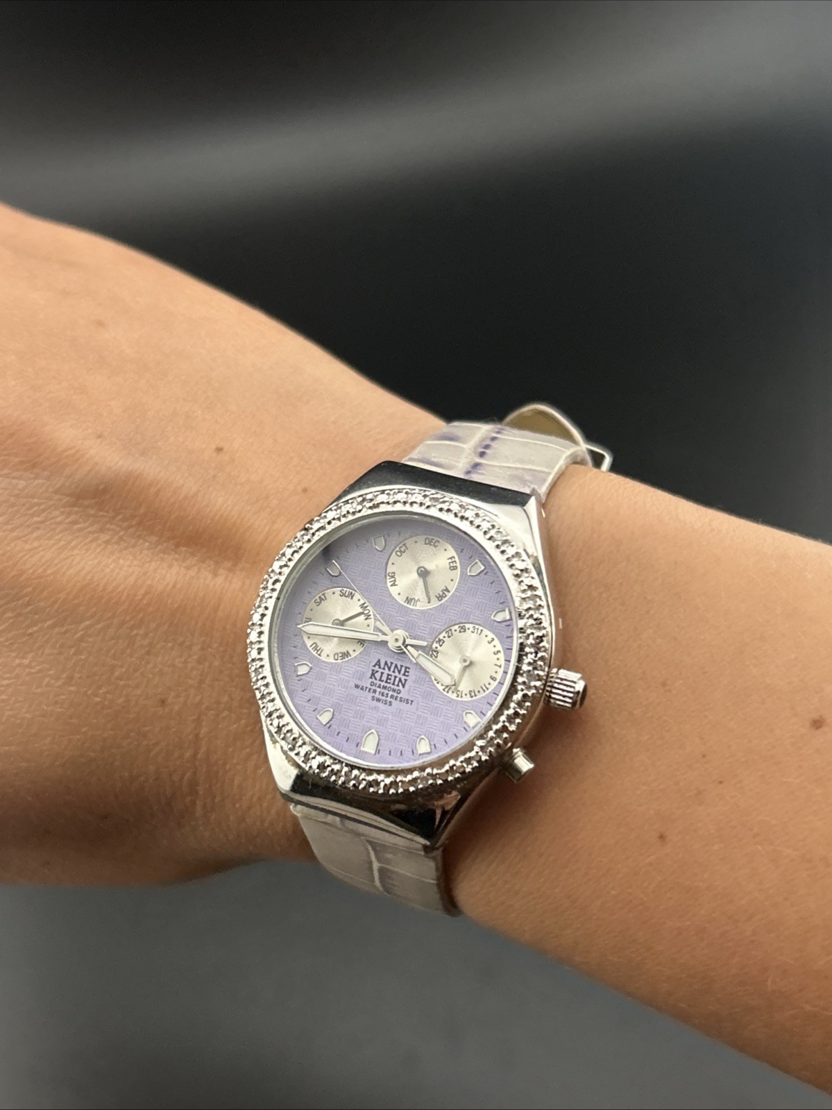 Anne Klein Diamond Accent Multi-Function Purple Watch