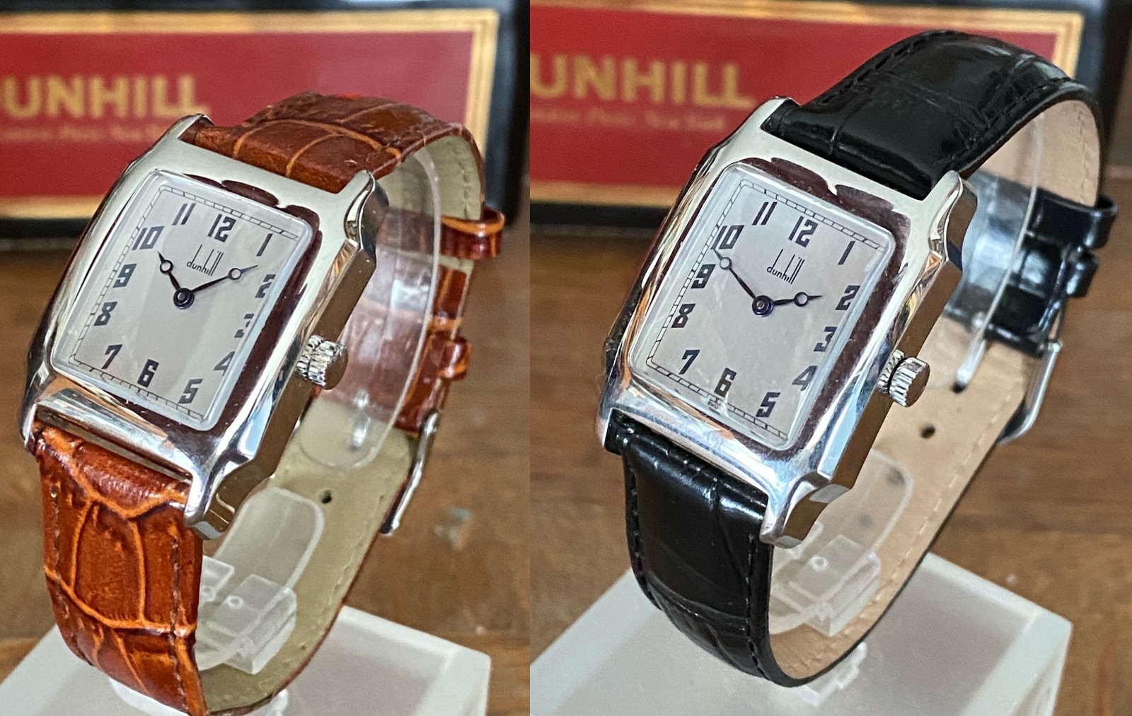DUNHILL Men’s Rectangular by Cartier C: 1990. 28mm/39mm
